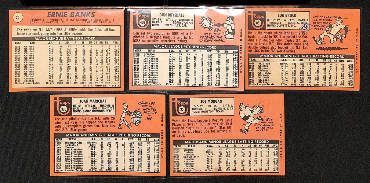 Lot Of 282 1969 Topps Baseball Cards w. Banks, Drysdale, Brock, Marichal, Morgan