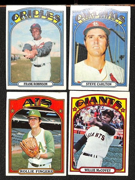 Lot Of 800+ Assorted 1972 Topps Baseball Cards w. Robinson, Carlton, Fingers, McCovey, In Action Mays, Clemente, More!