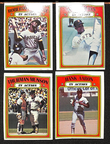 Lot Of 800+ Assorted 1972 Topps Baseball Cards w. Robinson, Carlton, Fingers, McCovey, In Action Mays, Clemente, More!