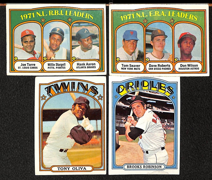 Lot Of 800+ Assorted 1972 Topps Baseball Cards w. Robinson, Carlton, Fingers, McCovey, In Action Mays, Clemente, More!