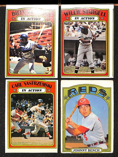 Lot Of 800+ Assorted 1972 Topps Baseball Cards w. Robinson, Carlton, Fingers, McCovey, In Action Mays, Clemente, More!
