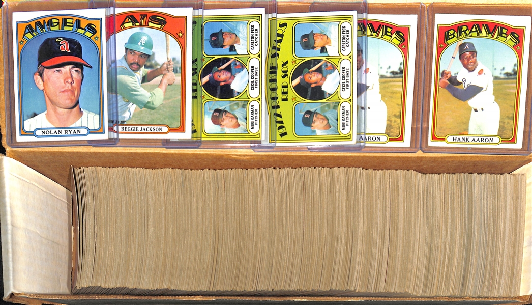 Lot Of 630 1972 Topps Baseball Cards w. Nolan Ryan, Jackson, Aaron, Fisk RC
