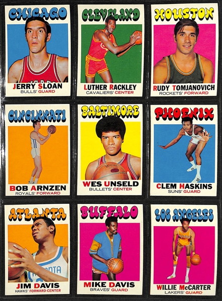 Lot Of 200+ Topps Basketball Cards 1971-1977 w. Walt Frazier, Russell, Unseld, Hayes, Monroe, Nelson, Goodrich