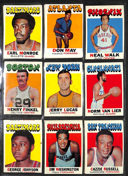 Lot Of 200+ Topps Basketball Cards 1971-1977 w. Walt Frazier, Russell, Unseld, Hayes, Monroe, Nelson, Goodrich