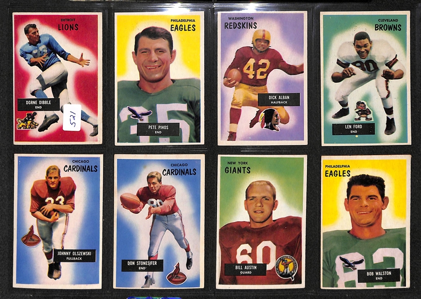 Lot Of 56 1955 Bowman Football Cards w. Pete Pihos, Hart, Christiansen, Younger, Fears, Perry