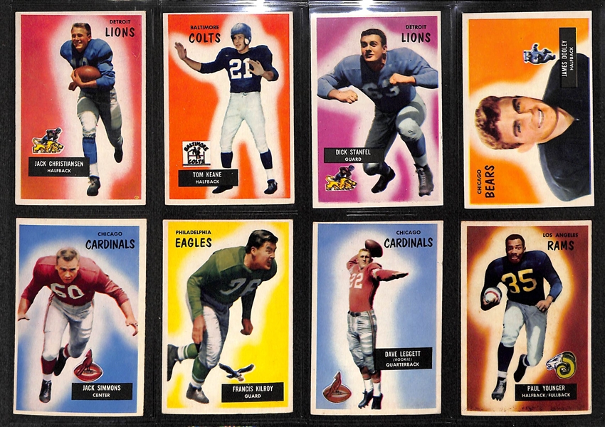 Lot Of 56 1955 Bowman Football Cards w. Pete Pihos, Hart, Christiansen, Younger, Fears, Perry