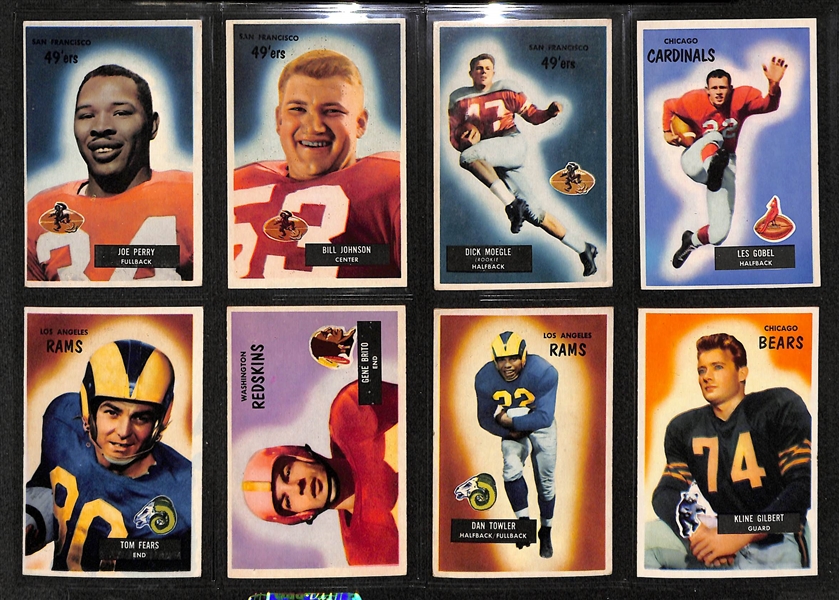 Lot Of 56 1955 Bowman Football Cards w. Pete Pihos, Hart, Christiansen, Younger, Fears, Perry
