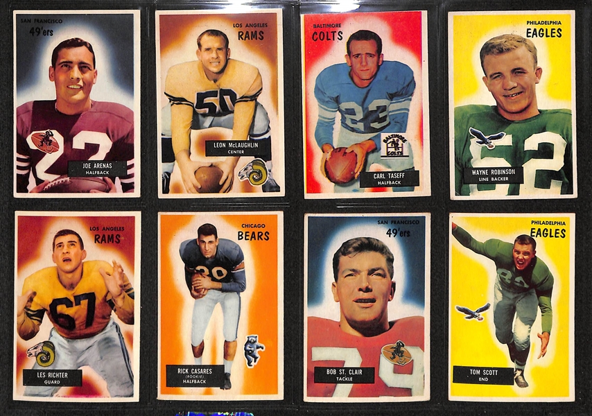 Lot Of 56 1955 Bowman Football Cards w. Pete Pihos, Hart, Christiansen, Younger, Fears, Perry