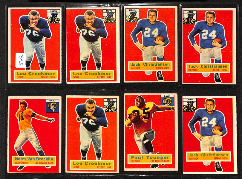 Lot Of 44 1956 Topps Football Cards w. Norm Van Brocklin, Creekmur, Christiansen, Bednarik, Donovan, Fears, More