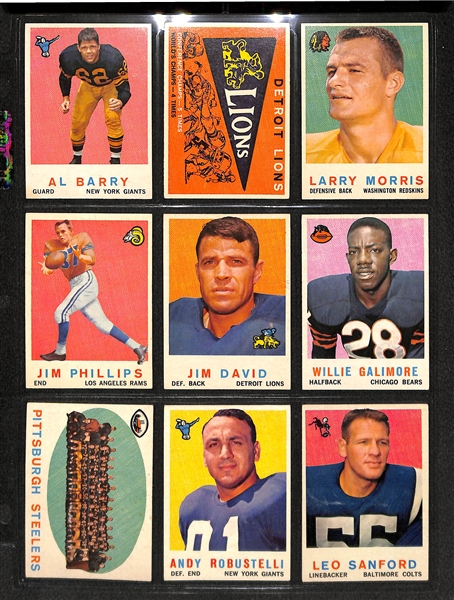 Lot Of 105 1959 Topps Football Cards w. Ollie Matson, Schmidt, Johnson, Jones, Parilli, Robustelli, Marchetti