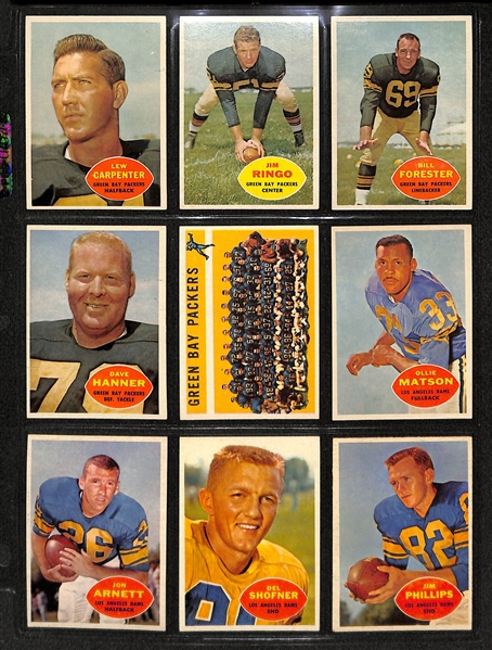 Lot Of 98 1960 Topps Football Cards w. Lenny Moore, Berry, Schmidt, Ringo, Matson, Retzlaff, Perry, McElhenny