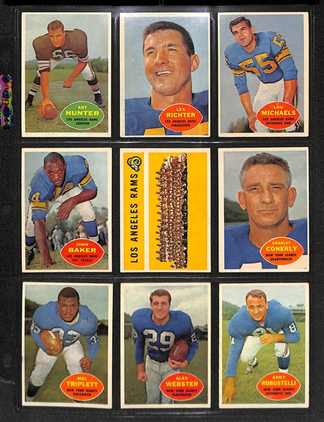 Lot Of 98 1960 Topps Football Cards w. Lenny Moore, Berry, Schmidt, Ringo, Matson, Retzlaff, Perry, McElhenny