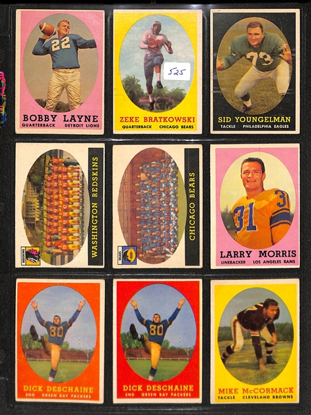 Lot Of 114 Football Cards From 1957-1962 w. Bobby Lane, Tripucca, Pellington, Marchetti, Mason