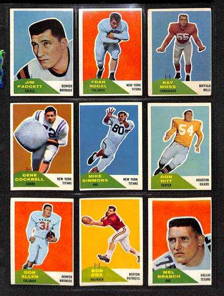 Lot Of 114 Football Cards From 1957-1962 w. Bobby Lane, Tripucca, Pellington, Marchetti, Mason