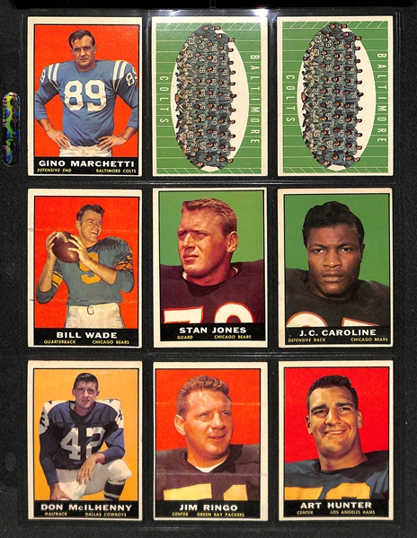 Lot Of 114 Football Cards From 1957-1962 w. Bobby Lane, Tripucca, Pellington, Marchetti, Mason