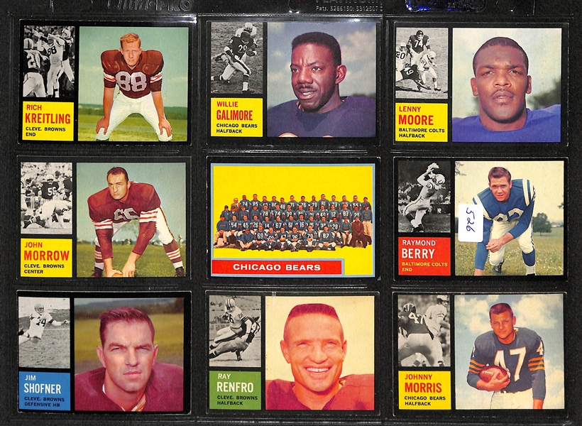 Lot Of 155 Topps Football Cards 1962-1967 w. Lenny Moore, Jurgensen, Berry, Kilmer RC, Marchetti, Lary, Gabriel, Brodie, Taylor