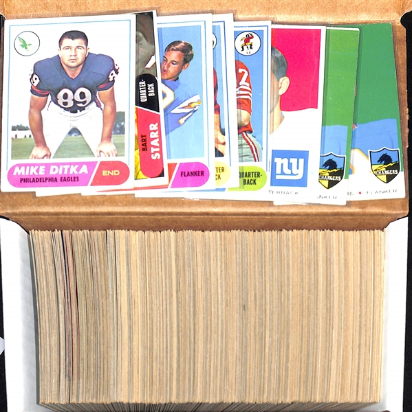 Lot Of 365 Assorted 1968-69 Topps Football Cards w. Bart Starr, Ditka, Alworth, Dawson, Broide, Tarkenton