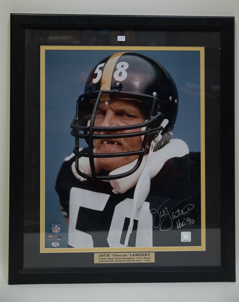 Jack Lambert Signed & Framed 22 x 26 Photo - Stacks of Plaques COA
