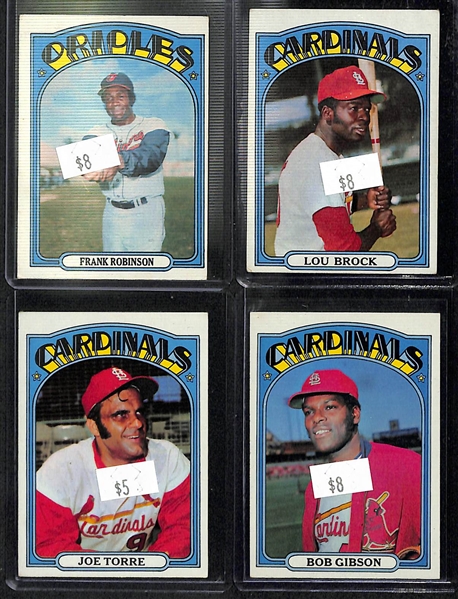 1972 Topps Baseball Partial Card Set - 512 Cards w. F. Robinson, Brock, Torre, Yaz Killebrew, Williams In Action, More