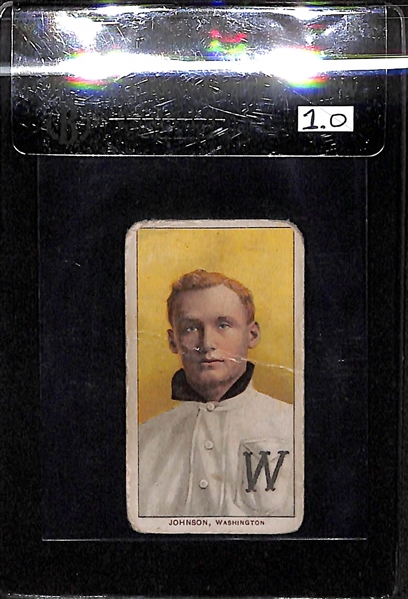1909-11 T206 Walter Johnson - Portrait - Piedmont Back - BVG 1.0 - Factory No. 25 - HOF