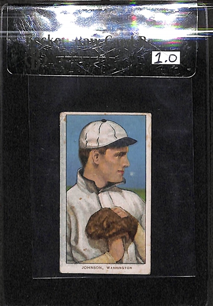 1909-11 T206 Walter Johnson - Hands At Chest - Polar Bear Back - BVG 1.0 - Factory No. 6 - HOF