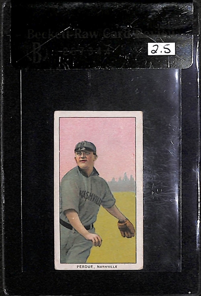 1909-11 T206 Hub Perdue - Piedmont Back - Southern Leaguer - BVG 2.5