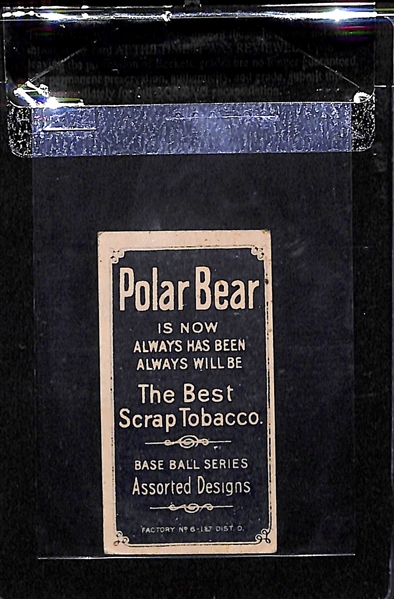1909-11 T206 Frank Chance - Portrait Yellow - Polar Bear Back - BVG 3.5 - HOF