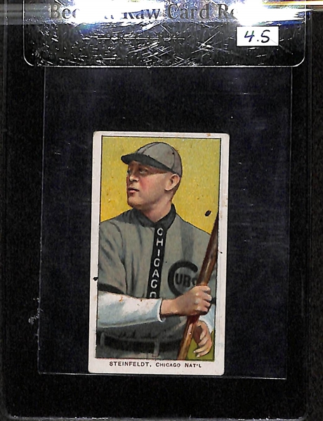 1909-11 T206 Harry Steinfeldt - With Bat - Polar Bear Back - BVG 4.5