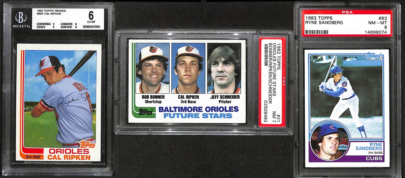 Lot Of 5 Baseball Graded Rookie Cards From 1980's w. Ripken