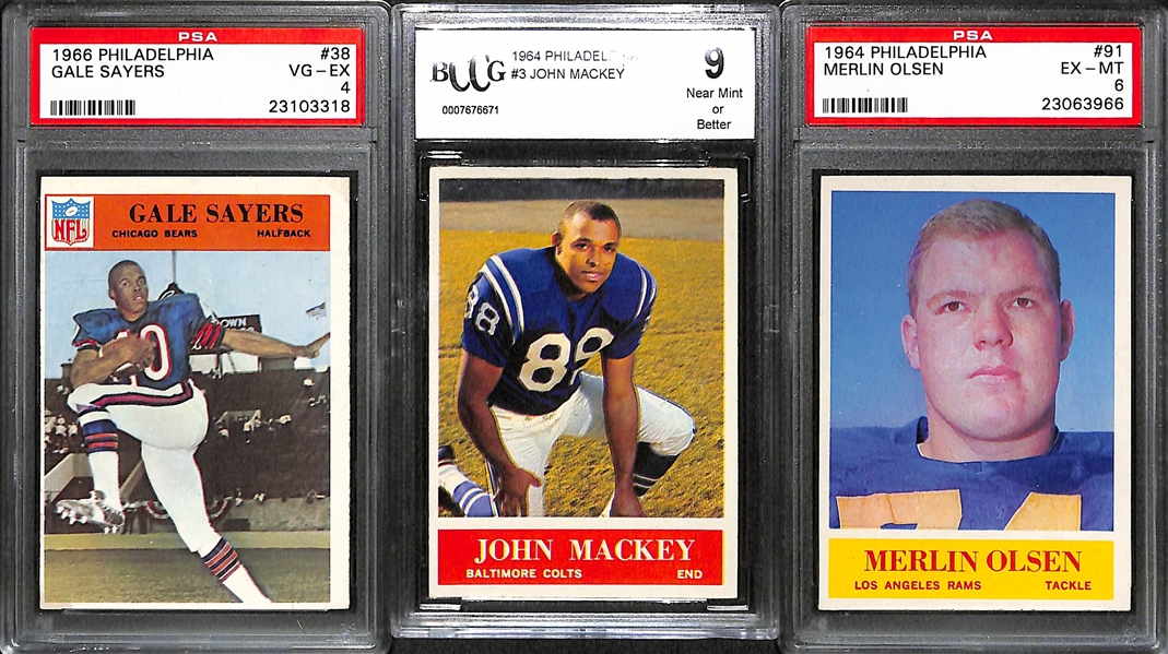 Lot Of 3 Football Graded Rookie Cards From 1960's w. Gale Sayers