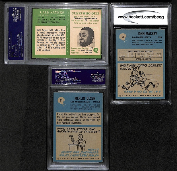 Lot Of 3 Football Graded Rookie Cards From 1960's w. Gale Sayers