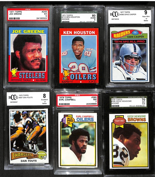 Lot Of 6 Football Graded Rookie Cards From 1970s w. Joe Greene
