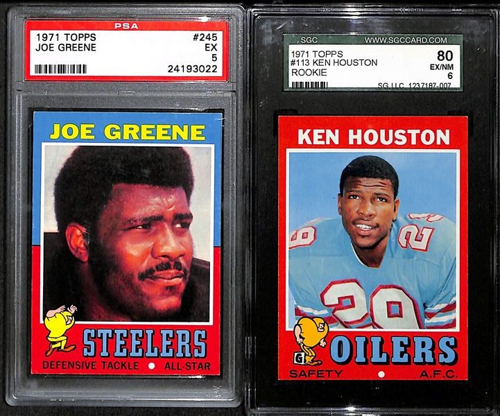 Lot Of 6 Football Graded Rookie Cards From 1970s w. Joe Greene