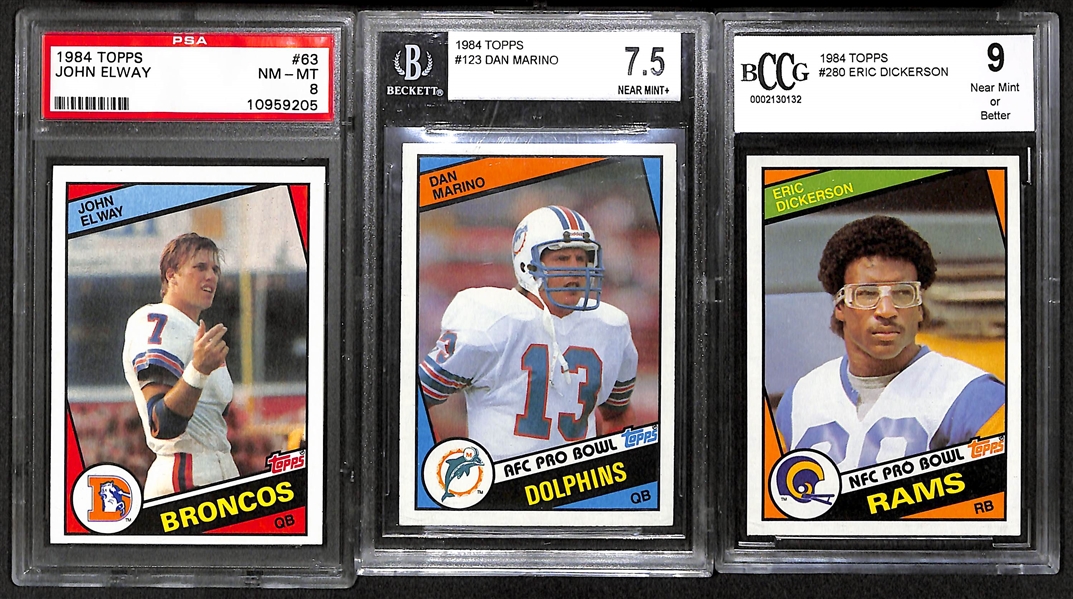 Lot Of 6 Football Graded Rookie Cards From 1983-84 w. John Elway