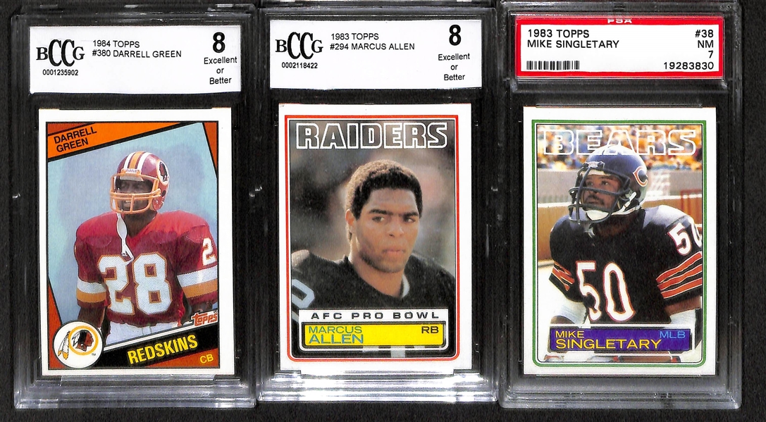 Lot Of 6 Football Graded Rookie Cards From 1983-84 w. John Elway
