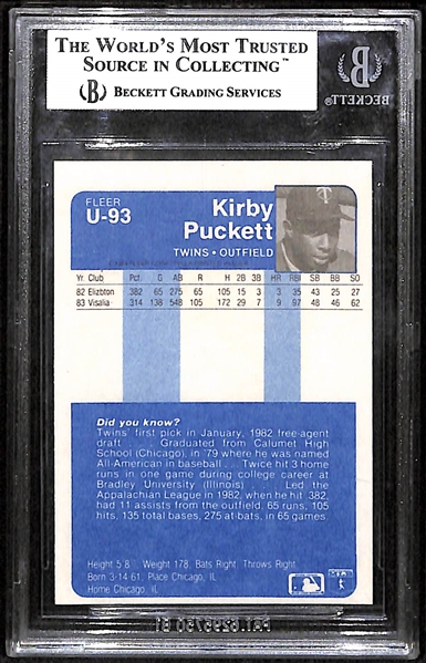 1984 Fleer Update Kirby Puckett Rookie BGS 7