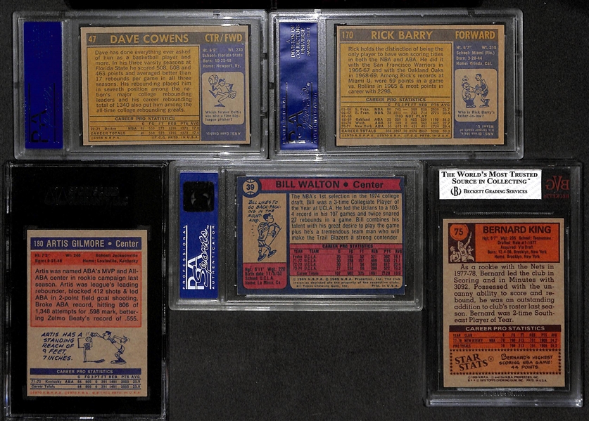 Lot Of 5 Basketball Graded Rookie Cards From 1970's w. Dave Cowens