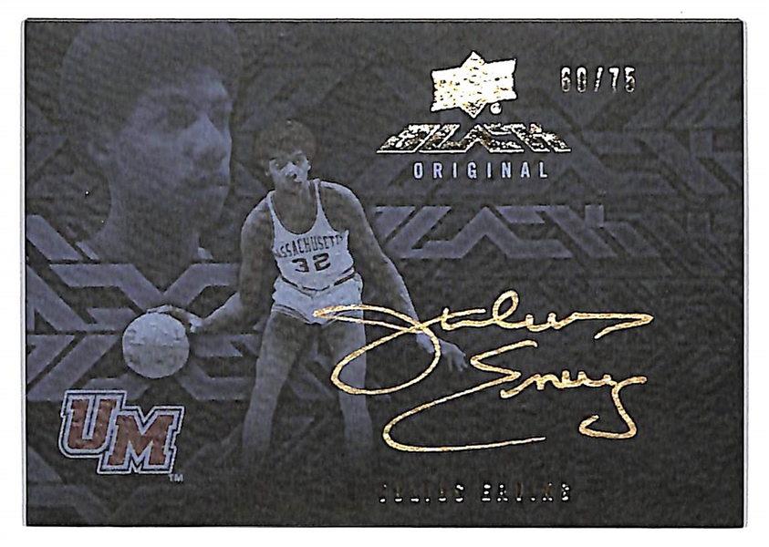 2013-14 Upper Deck Black Julius Erving gold autograph card numbered 60/75