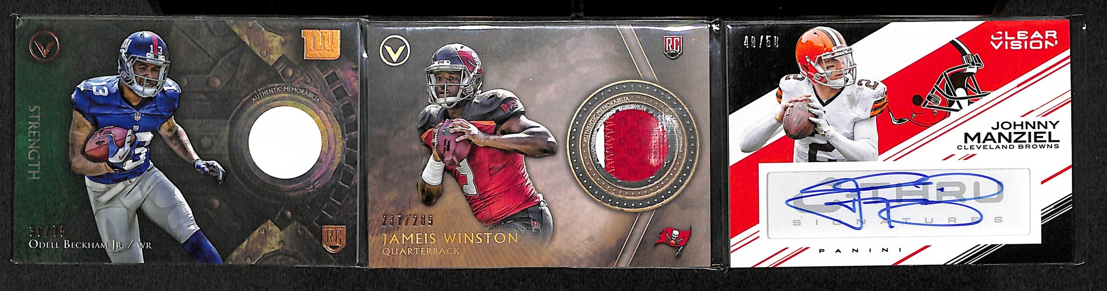 Lot Of 11 Football Auto & Jersey Cards w. Odell Beckham & Jameis Winston