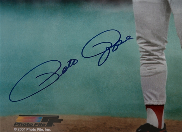 Pete Rose Signed & Framed 16 x 20 Photo Display - JSA