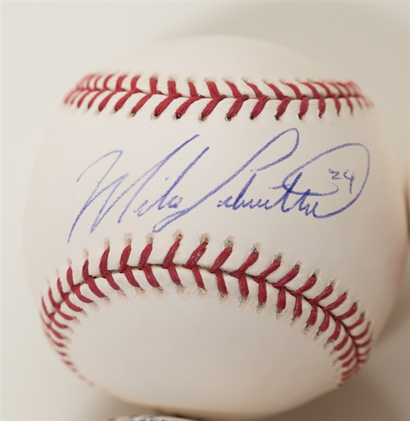 Lot Of 8 Phillies Signed Baseballs w. Bobby Abreu