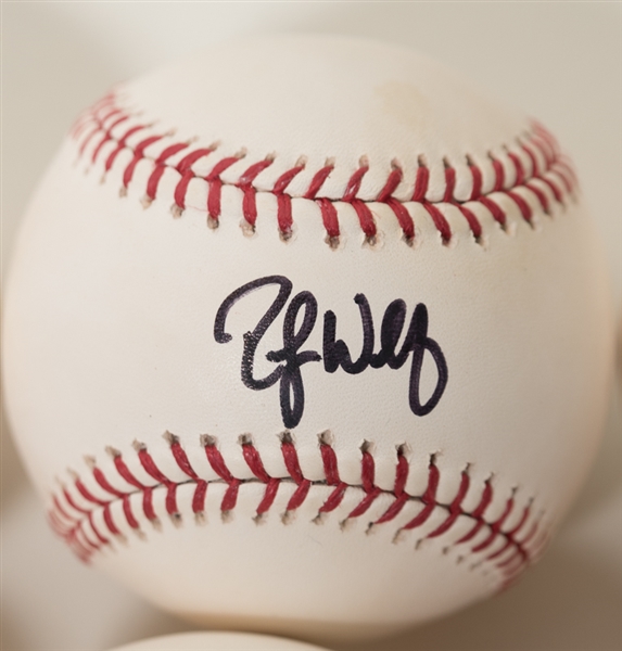 Lot Of 8 Phillies Signed Baseballs w. Bobby Abreu