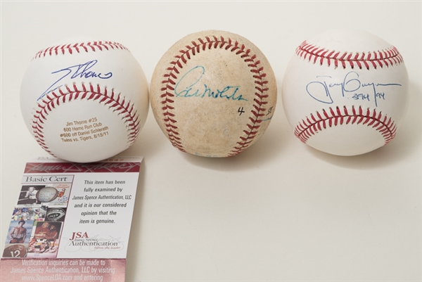 Lot Of 3 Signed Baseballs w. Thome (JSA) & Gwynn