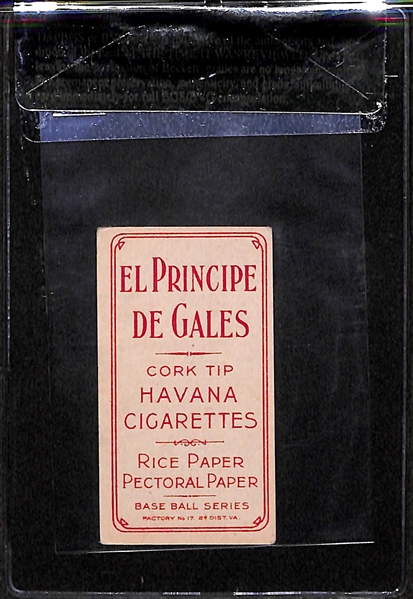 1909 T206 Nap Rucker - Portrait - El Principe de Gales Back - BVG 5.0 - Factory No. 17