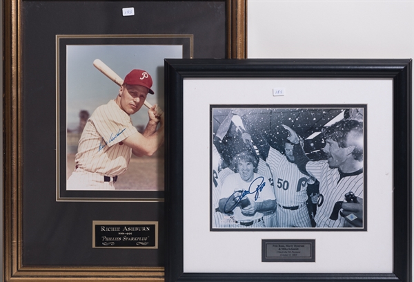 Richie Ashburn & Pete Rose Signed/Framed Photos