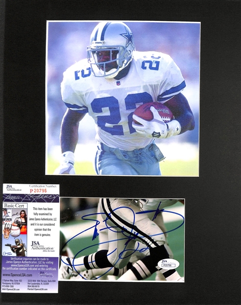 Emmitt Smith Cut Autograph & Photo Matted 11 x 14 Display - JSA