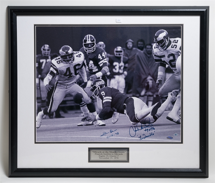 Herman Edwards & Joe Pisarcik Signed & Framed 16 x 20 Photo - Steiner