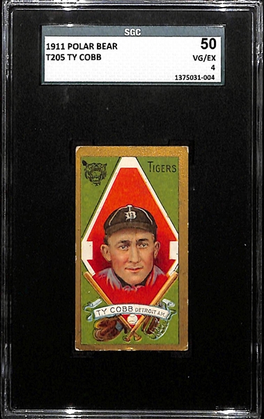 1911 T205 Ty Cobb - Polar Bear Back -SGC 50 (4) - Factory No. 6 - HOF