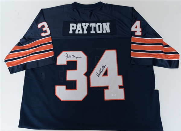 Dick Butkus & Gale Sayers Dual Signed Mitchell & Ness Payton Chicago Bears Jersey - JSA
