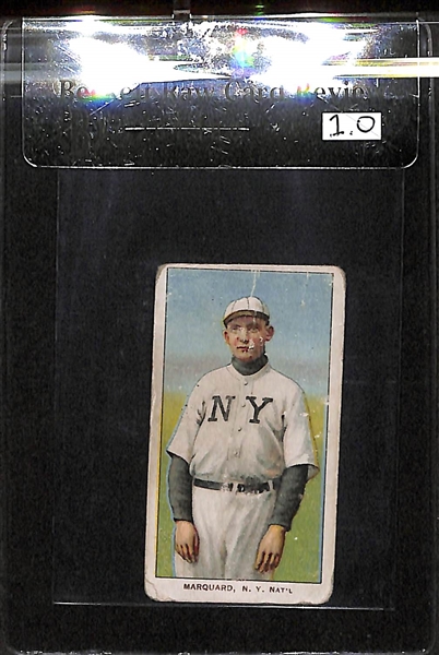 1909-11 T206 Rube Marquard - Hands At Thighs - El Principe de Gales Back - BVG 1.0 - HOF
